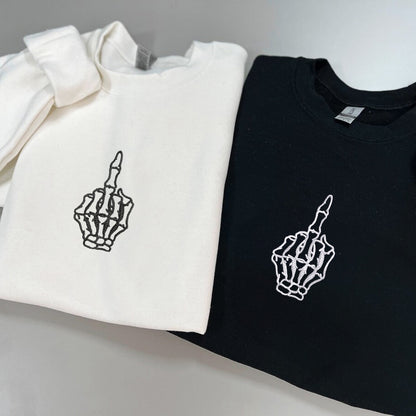 Custom Embroidered Skeleton Cute Hands Matching Hoodies for Couples