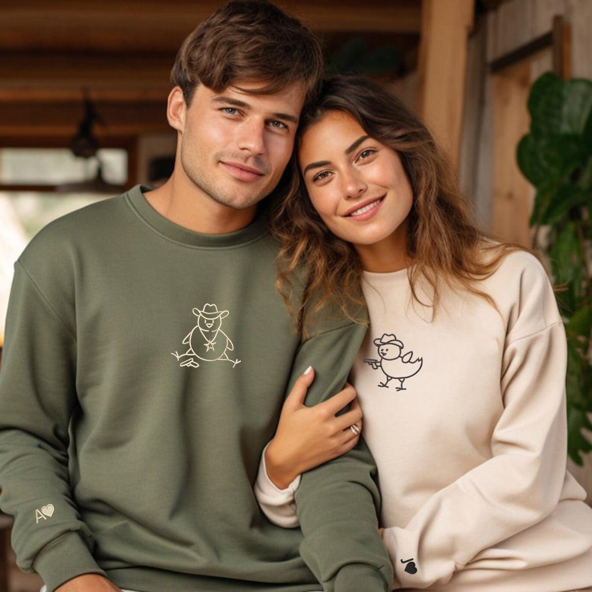 Custom Embroidered Chick Sherrifs Matching Hoodies for Couples