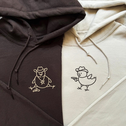 Custom Embroidered Chick Sherrifs Matching Hoodies for Couples