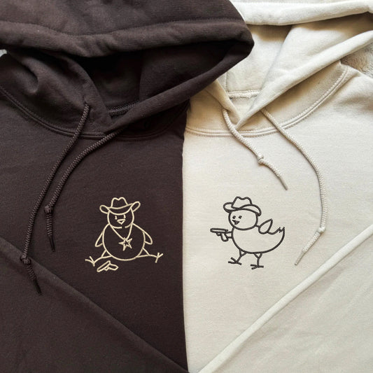 Custom Embroidered Chick Sherrifs Matching Hoodies for Couples