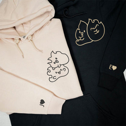 Custom Embroidered Twin Flame Matching Hoodies for Couples