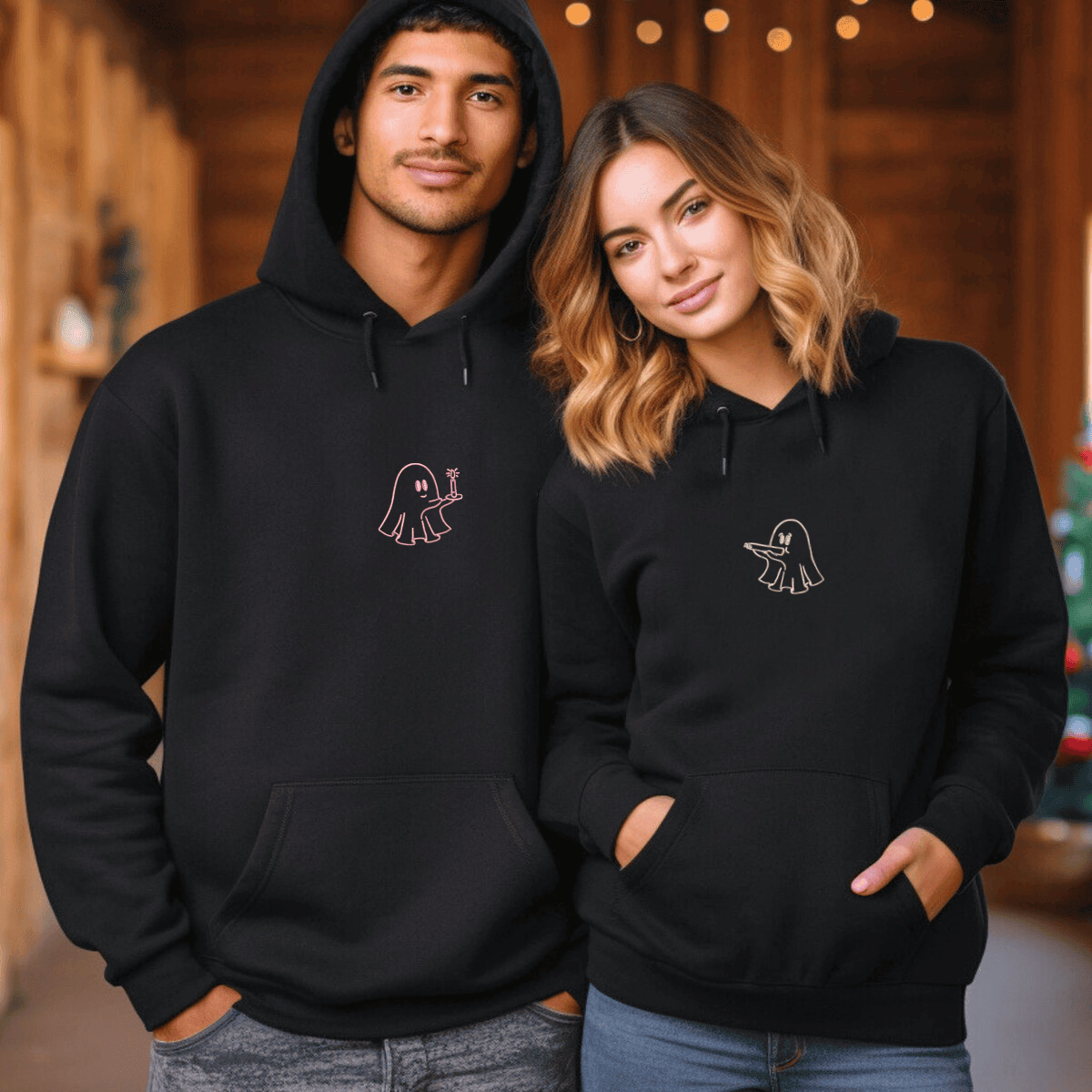 Custom Embroidered Need a Light Stoner Ghosts Matching Hoodies for Couples