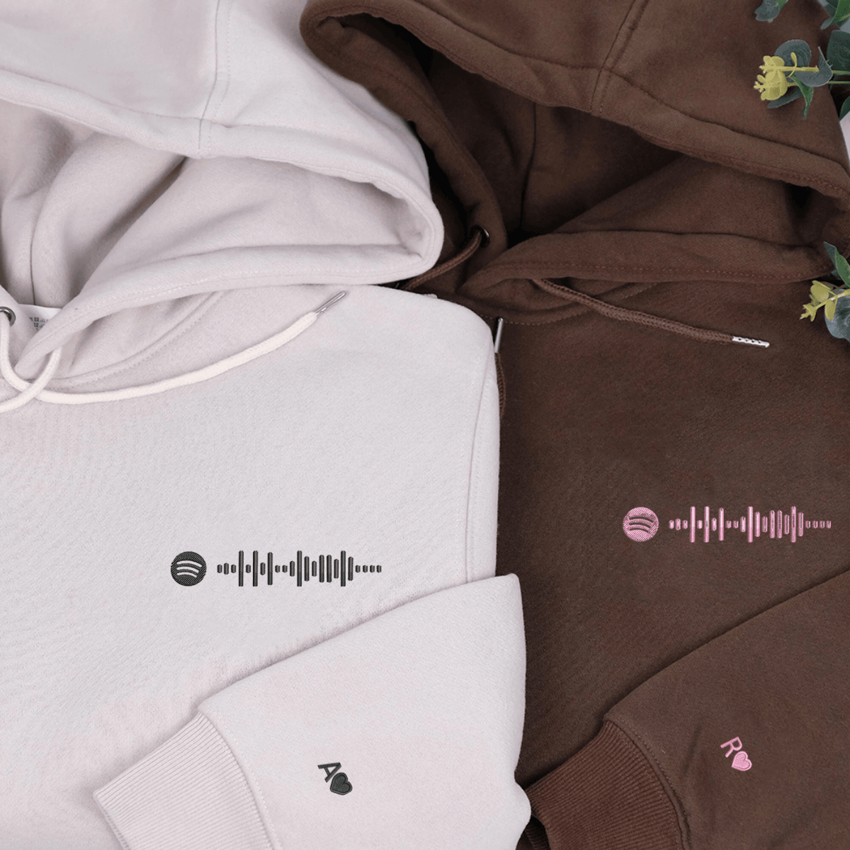 Custom Embroidered Spotify Code Matching Hoodies for Couples