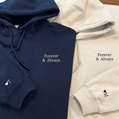 Custom Embroidered Forever and Always Matching Hoodies for Couples