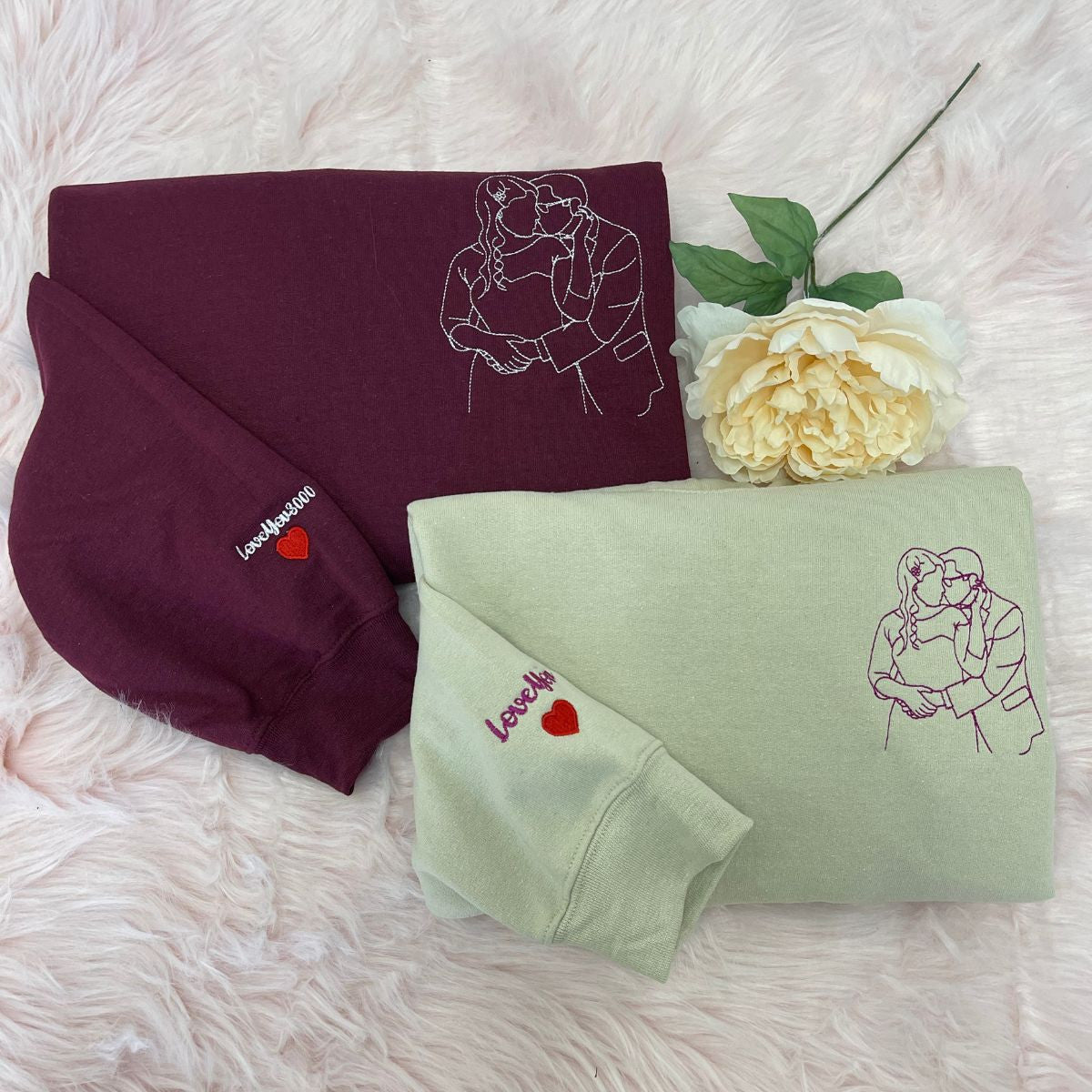 Personalized Embroidered Hoodies Line Art With Pictures