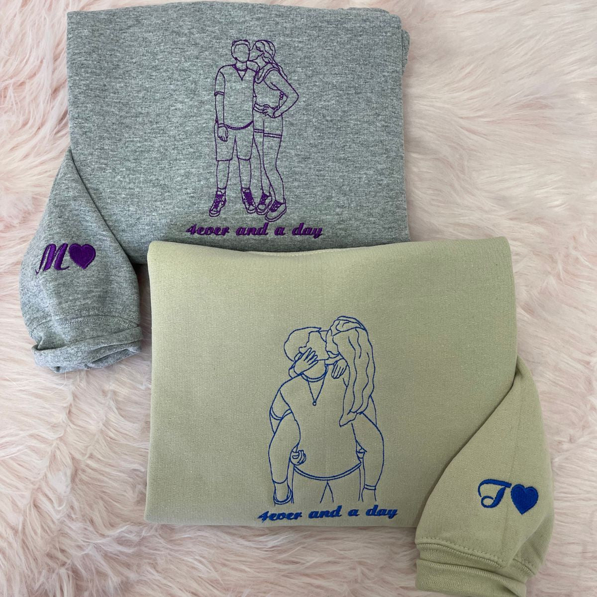 Personalized Embroidered Hoodies Line Art With Pictures