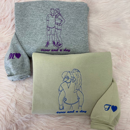 Personalized Embroidered Hoodies Line Art With Pictures
