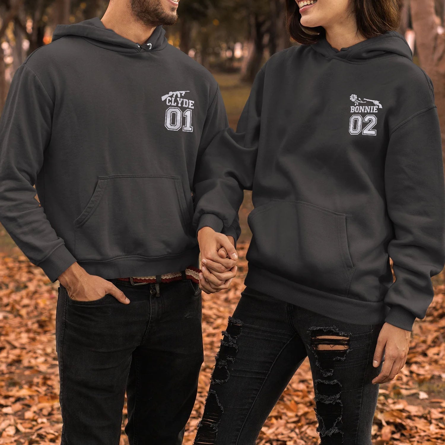 Embroidered Bonnie and Clyde Varsity Hoodies or Sweatshirts