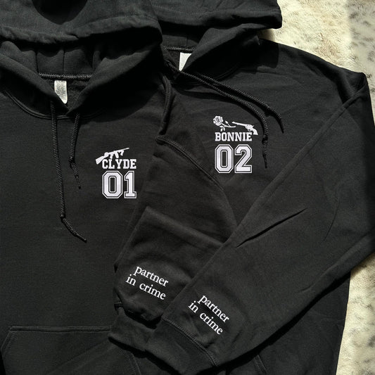 Embroidered Bonnie and Clyde Varsity Hoodies or Sweatshirts