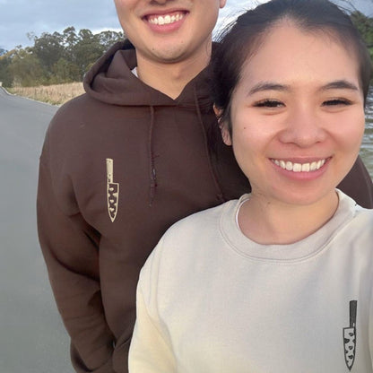 Custom Embroidered Heart Knife Matching Hoodies for Couples