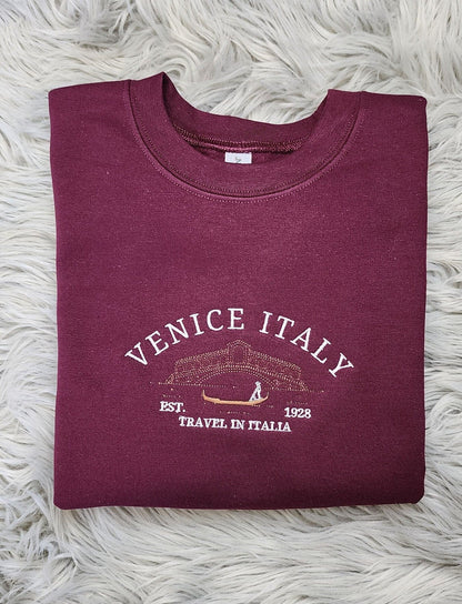Embroidered Venice Italy Sweatshirt - Travel In Italy Unisex Sweatshirt great for men and women Sweatshirt or Hooded Sweatshirt