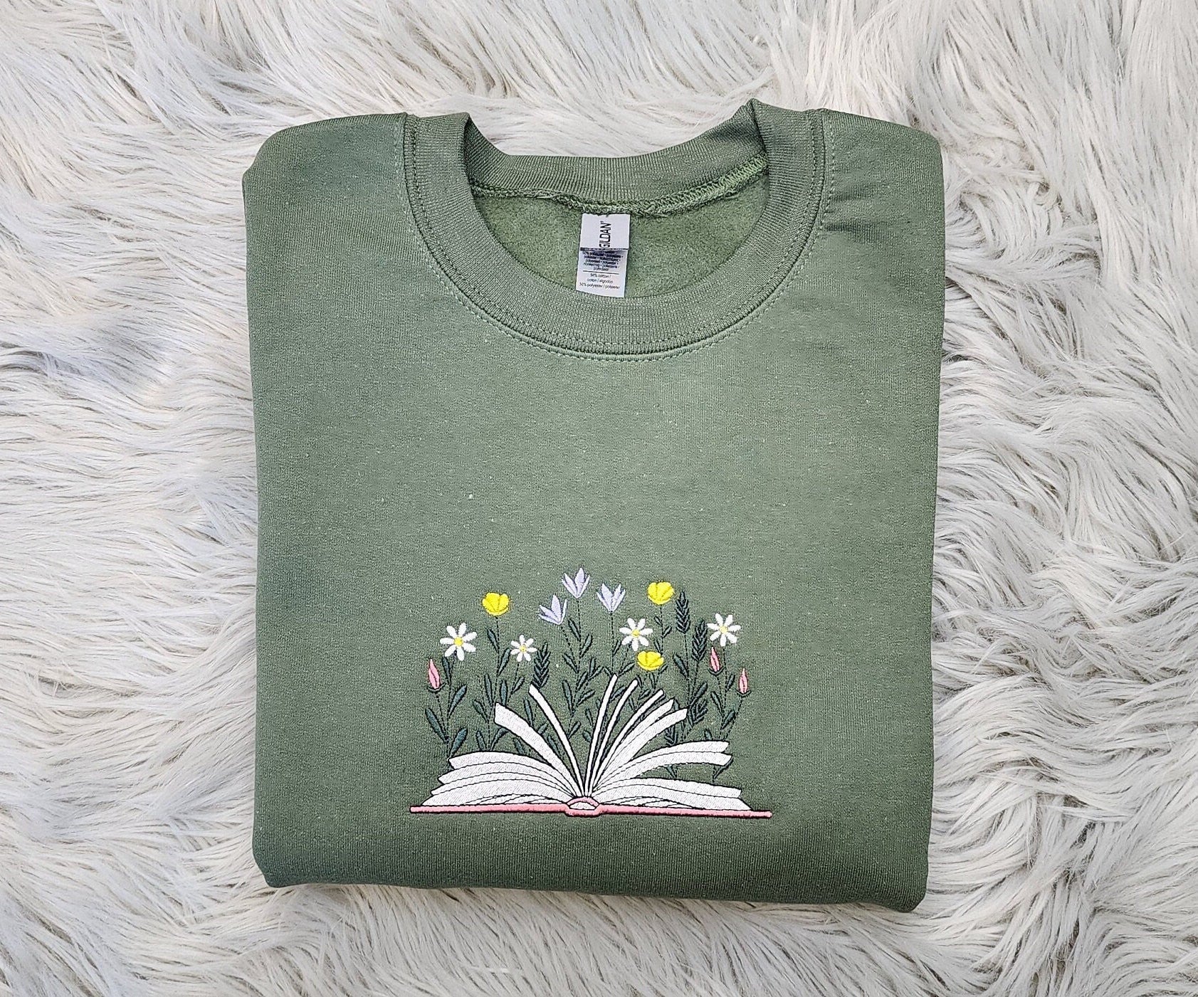 Wildflowers Book Embroidered Sweatshirt, Bookworms Sweatshirt great for men and women Sweatshirt or Hooded Sweatshirt