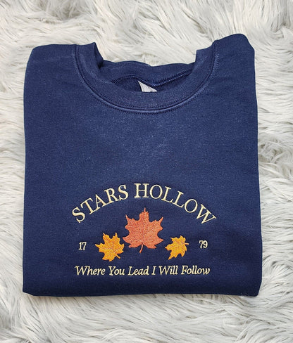Embroidered Stars Hollow Crewneck - Where You Lead I will Follow Unisex T-shirt - Sweatshirt or Hooded Sweatshirt