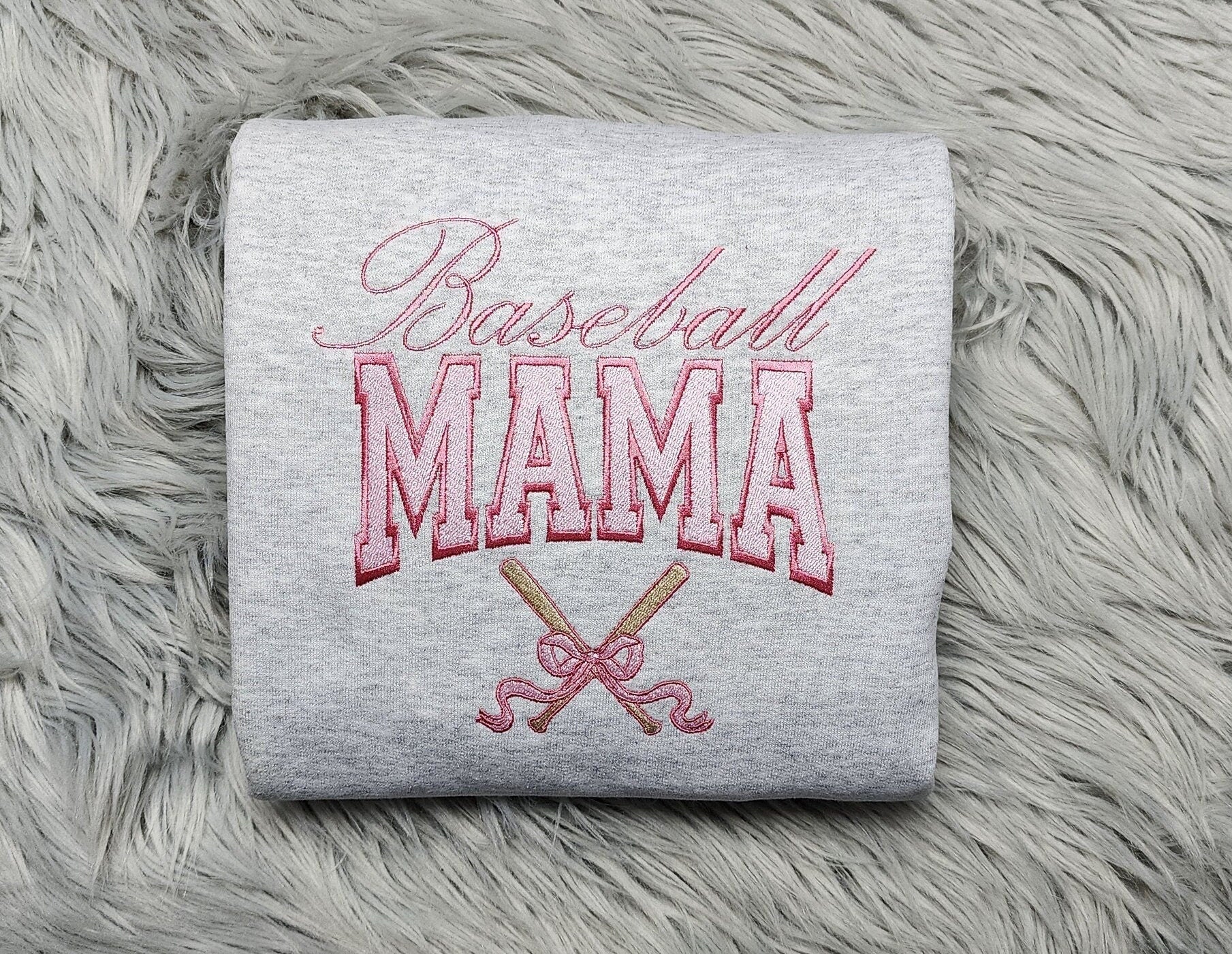 Baseball Mama Embroidered Crewneck - Baseball Mom Embroidery - Cute Mama Shirt - CrewneckT-Shirt, Sweatshirt or Hoodie - Gift for Her