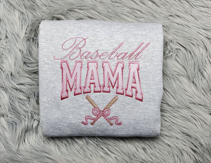 Baseball Mama Embroidered Crewneck - Baseball Mom Embroidery - Cute Mama Shirt - CrewneckT-Shirt, Sweatshirt or Hoodie - Gift for Her