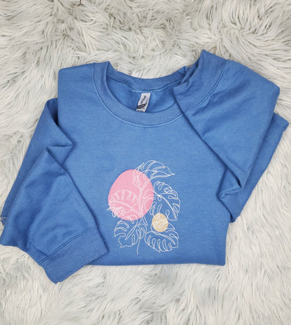 Embroidered Monstera Plant - Monstera deliciosa - Plant Embroidery Crewneck or Hoodie