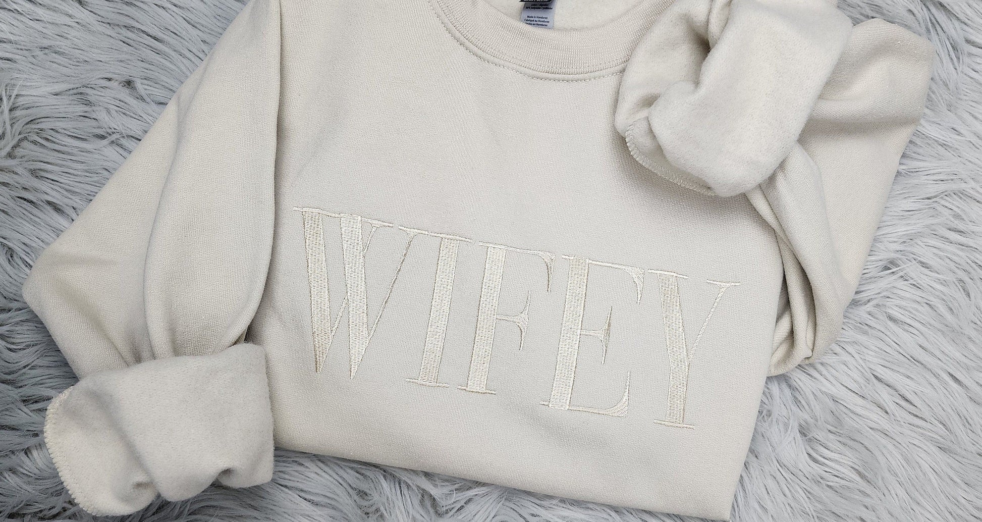 Wifey Embroidered Crewneck - Wedding Gift - Gift For Her - Wifey Hubby Shirt