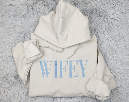 Wifey Embroidered Crewneck - Wedding Gift - Gift For Her - Wifey Hubby Shirt