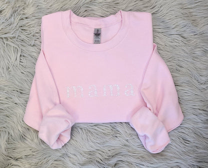 Embroidered Floral Mama Shirt - Spring Flower Embroidery - Cute Mama Unisex Crewneck - Crewneck Sweatshirt or Hoodie - Gift for Mom