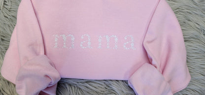 Embroidered Floral Mama Shirt - Spring Flower Embroidery - Cute Mama Unisex Crewneck - Crewneck Sweatshirt or Hoodie - Gift for Mom