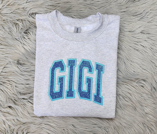 Embroidered Glitter Gigi Shirt - Gift For Grandma  - Appliqu??Embroidery - Best Gigi Unisex Crewneck or Hoodie