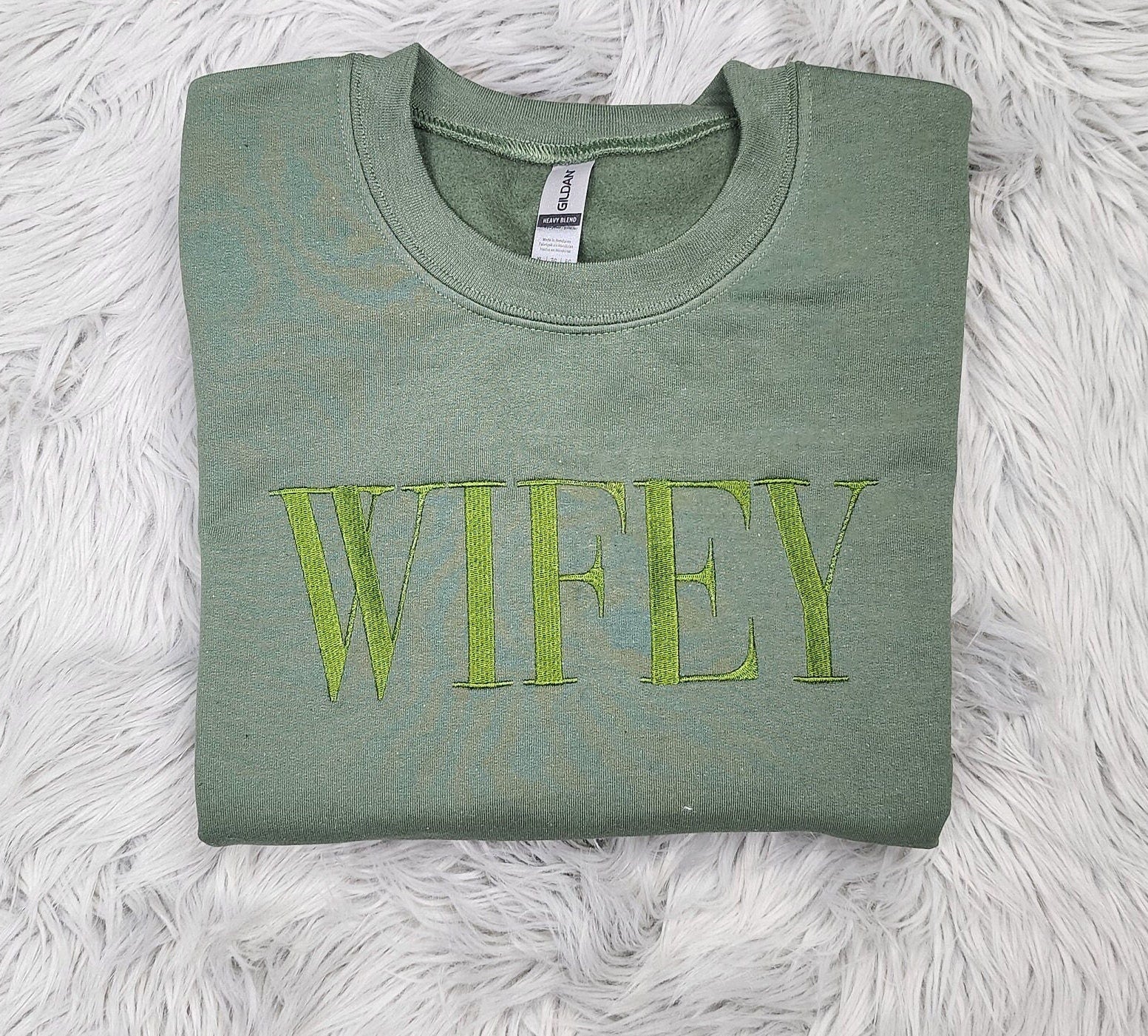 Embroidered Wifey Crewneck Sweatshirt or Hooded Sweatshirt - Bride Sweatshirt -Couples sweatshirt