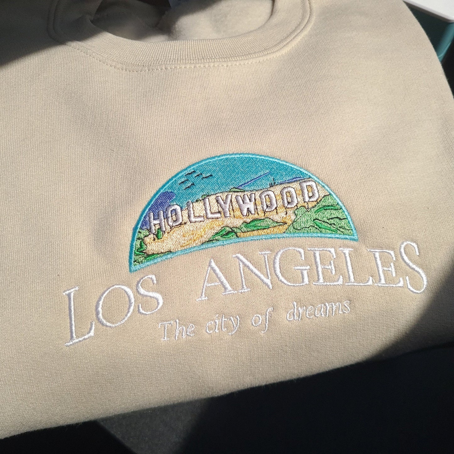 Los Angeles Sweatshirt, Hollywood Sweatshirt, California Embroidered Sweatshirt, Vintage Sweatshirt, The City Of Dreams, Gift For Her