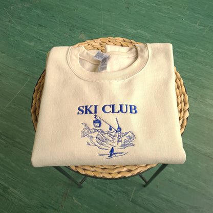 Embroidered Ski Club Crewneck, Vintage Ski Club Sweatshirt, Vintage Crewneck, Embroidered Vintage Sweatshirt, 90s Aesthetic Crewneck
