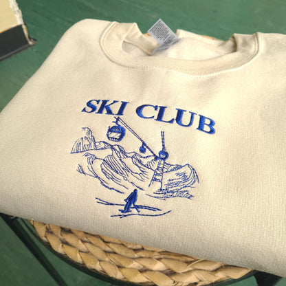 Embroidered Ski Club Crewneck, Vintage Ski Club Sweatshirt, Vintage Crewneck, Embroidered Vintage Sweatshirt, 90s Aesthetic Crewneck