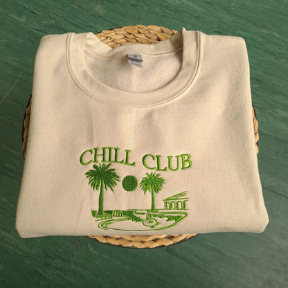 Embroidered Chill Club Crewneck, Vintage Sweatshirt, Vintage Crewneck, Embroidered College Sweatshirt, 90s Aesthetic Crewneck, Gift for her