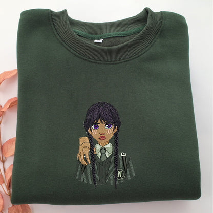 Wednesday Addams Nike Embroidered Sweatshirt, Nike Movie Inspired, Valentine's Day Gifts Idea For Him Her