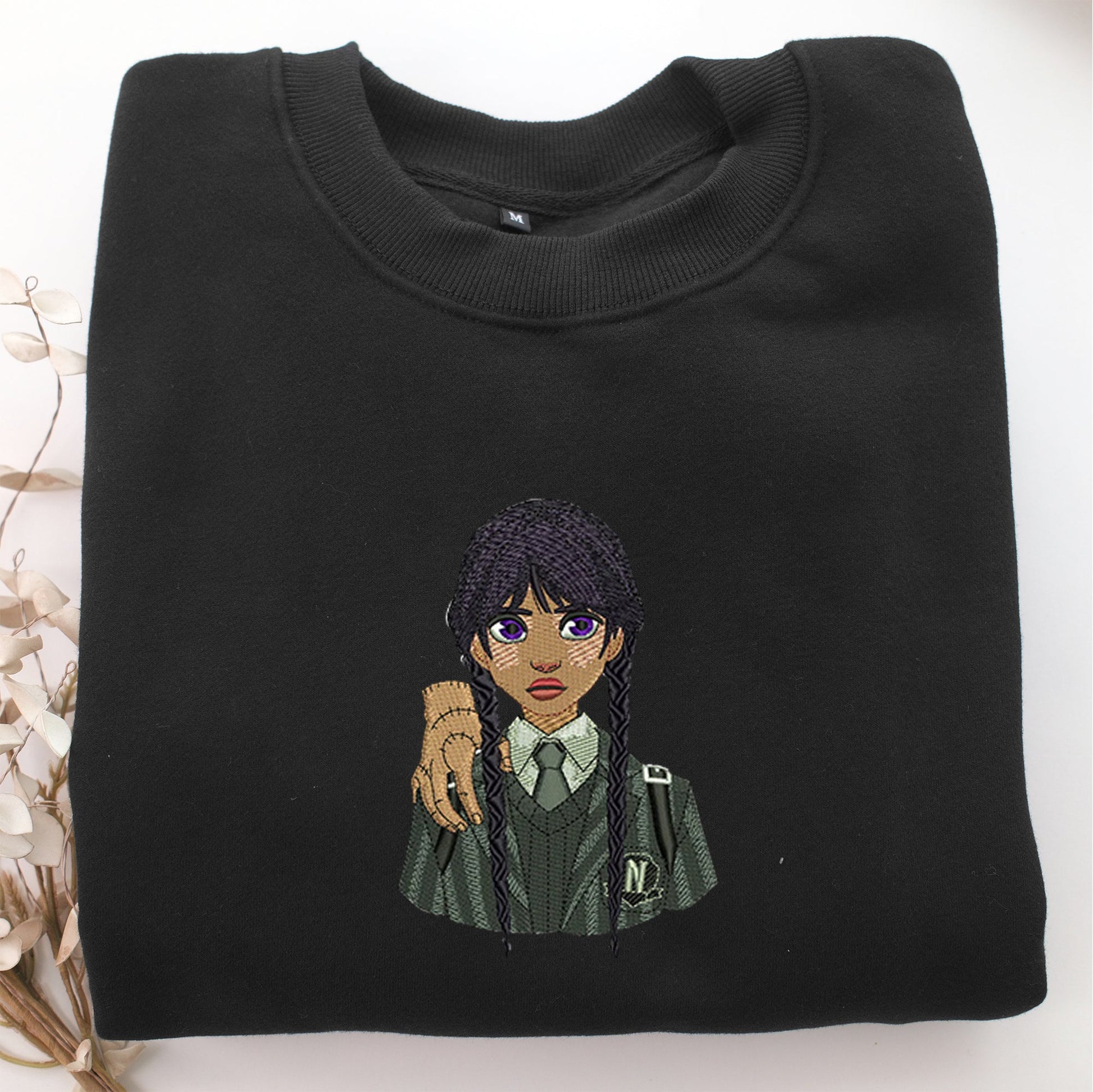 Wednesday Addams Nike Embroidered Sweatshirt, Nike Movie Inspired, Valentine's Day Gifts Idea For Him Her