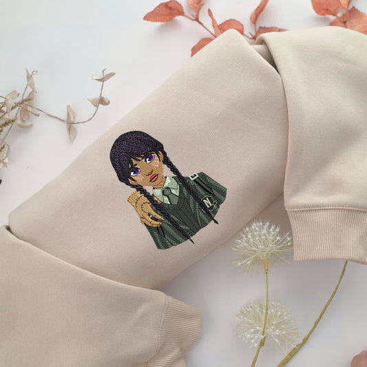Wednesday Addams Nike Embroidered Sweatshirt, Nike Movie Inspired, Valentine's Day Gifts Idea For Him Her