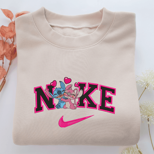 Nike Stitch & Angel Nike Embroidered Sweatshirt, Nike Movie Inspired, Valentine's Day Gifts Idea For Him Her