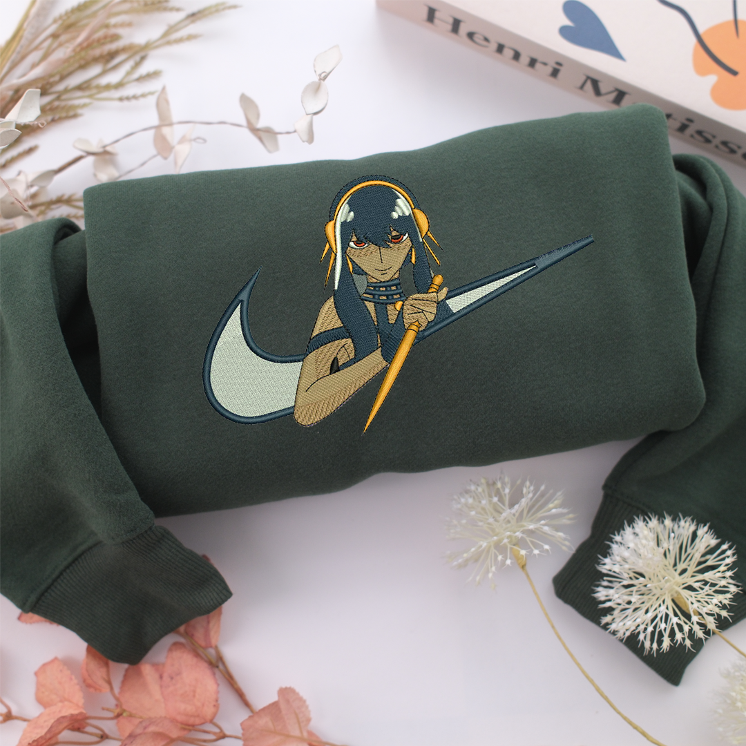 Yor Forger Swoosh Nike Embroidered Sweatshirt, Nike Movie Inspired, Valentine's Day Gifts Idea For Him Her