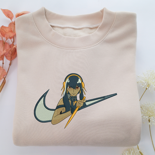 Yor Forger Swoosh Nike Embroidered Sweatshirt, Nike Movie Inspired, Valentine's Day Gifts Idea For Him Her
