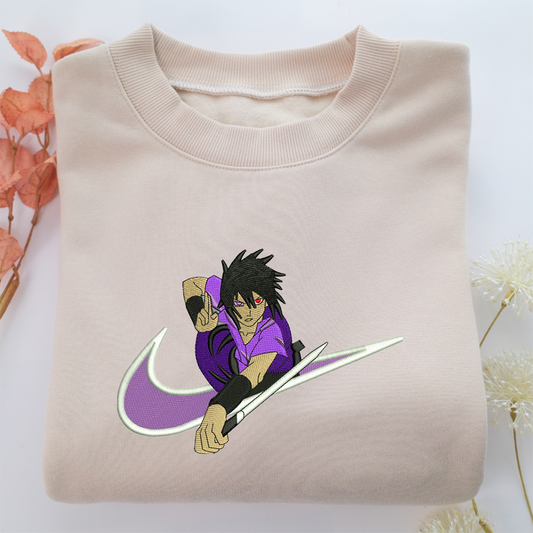 Sasuke Uchiha Swoosh v2 Nike Embroidered Sweatshirt, Nike Movie Inspired, Valentine's Day Gifts Idea For Him Her