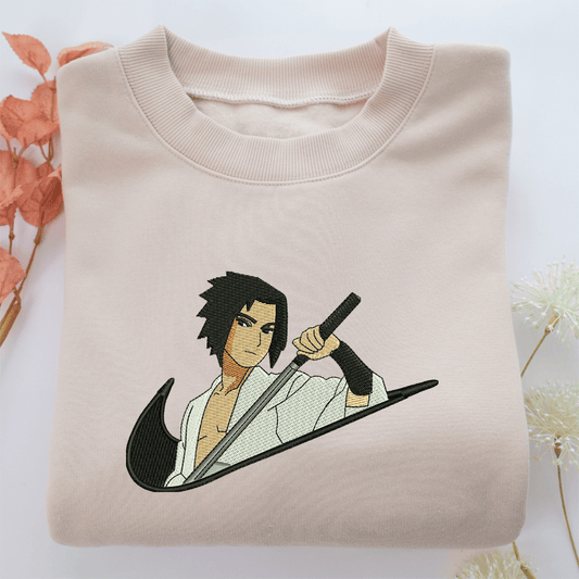 Sasuke Uchiha Swoosh Nike Embroidered Sweatshirt, Nike Movie Inspired, Valentine's Day Gifts Idea For Him Her