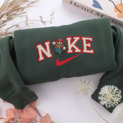 Super Mario Nike Embroidered Sweatshirt, Nike Movie Inspired, Valentine's Day Gifts Idea For Him Her