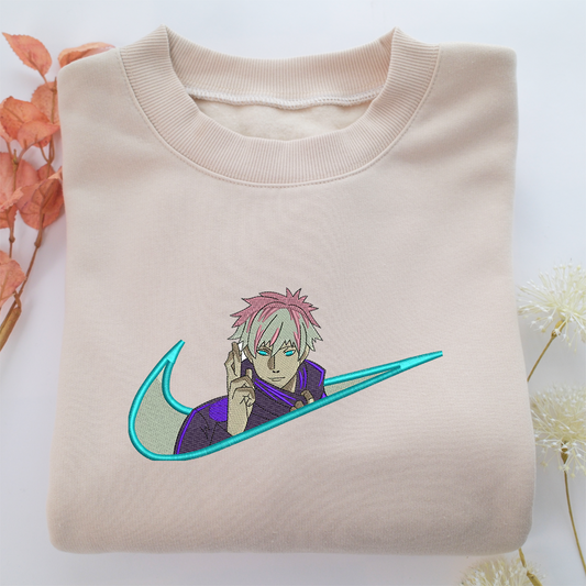 Satoru Gojo Swoosh Nike Embroidered Sweatshirt, Nike Movie Inspired, Valentine's Day Gifts Idea For Him Her