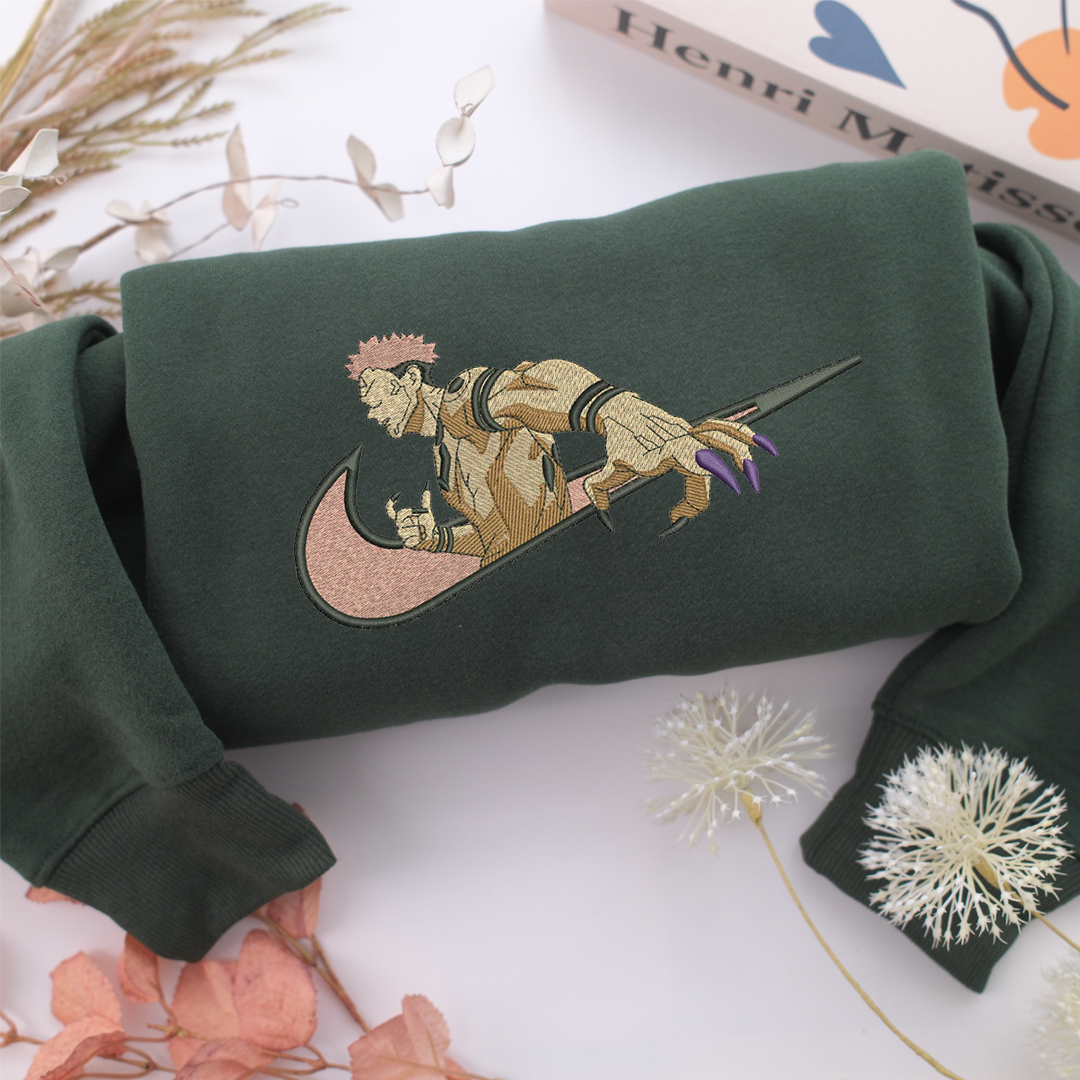 Sukuna Swoosh v2 Nike Embroidered Sweatshirt, Nike Movie Inspired, Valentine's Day Gifts Idea For Him Her