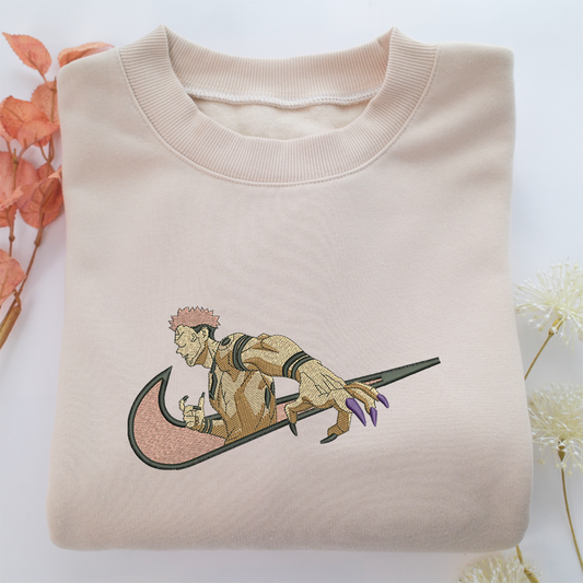 Sukuna Swoosh v2 Nike Embroidered Sweatshirt, Nike Movie Inspired, Valentine's Day Gifts Idea For Him Her