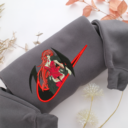 Rias Gremory Swoosh Nike Embroidered Sweatshirt, Nike Movie Inspired, Valentine's Day Gifts Idea For Him Her
