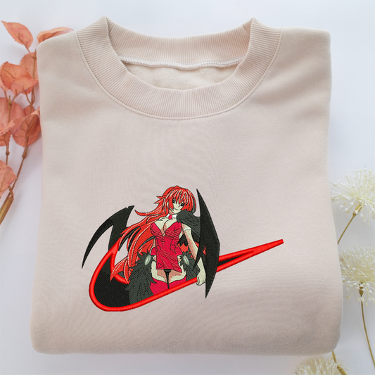 Rias Gremory Swoosh Nike Embroidered Sweatshirt, Nike Movie Inspired, Valentine's Day Gifts Idea For Him Her