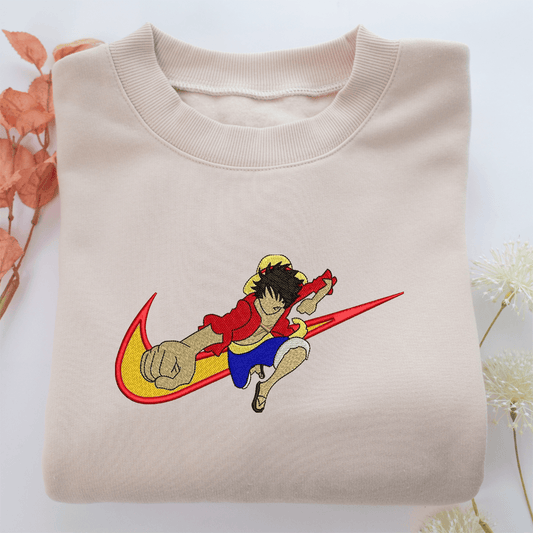 Nike Monkey D. Luffy Nike Embroidered Sweatshirt, Nike Movie Inspired, Valentine's Day Gifts Idea For Him Her