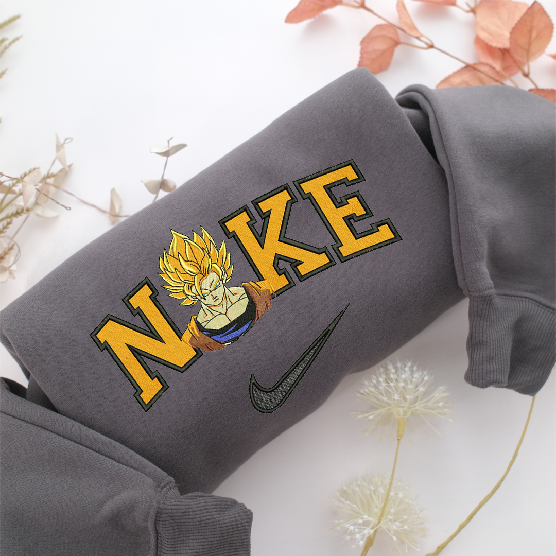 Nike Super Saiyan Goku v3 Nike Embroidered Sweatshirt, Nike Movie Inspired, Valentine's Day Gifts Idea For Him Her