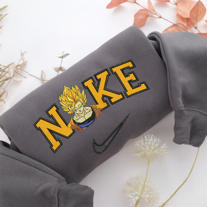 Nike Super Saiyan Goku v3 Nike Embroidered Sweatshirt, Nike Movie Inspired, Valentine's Day Gifts Idea For Him Her