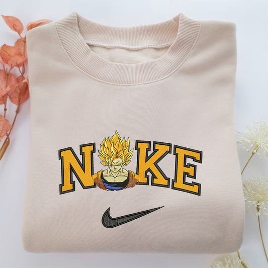 Nike Super Saiyan Goku v3 Nike Embroidered Sweatshirt, Nike Movie Inspired, Valentine's Day Gifts Idea For Him Her