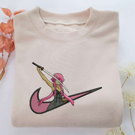 Yuno Gasai Swoosh Nike Embroidered Sweatshirt, Nike Movie Inspired, Valentine's Day Gifts Idea For Him Her