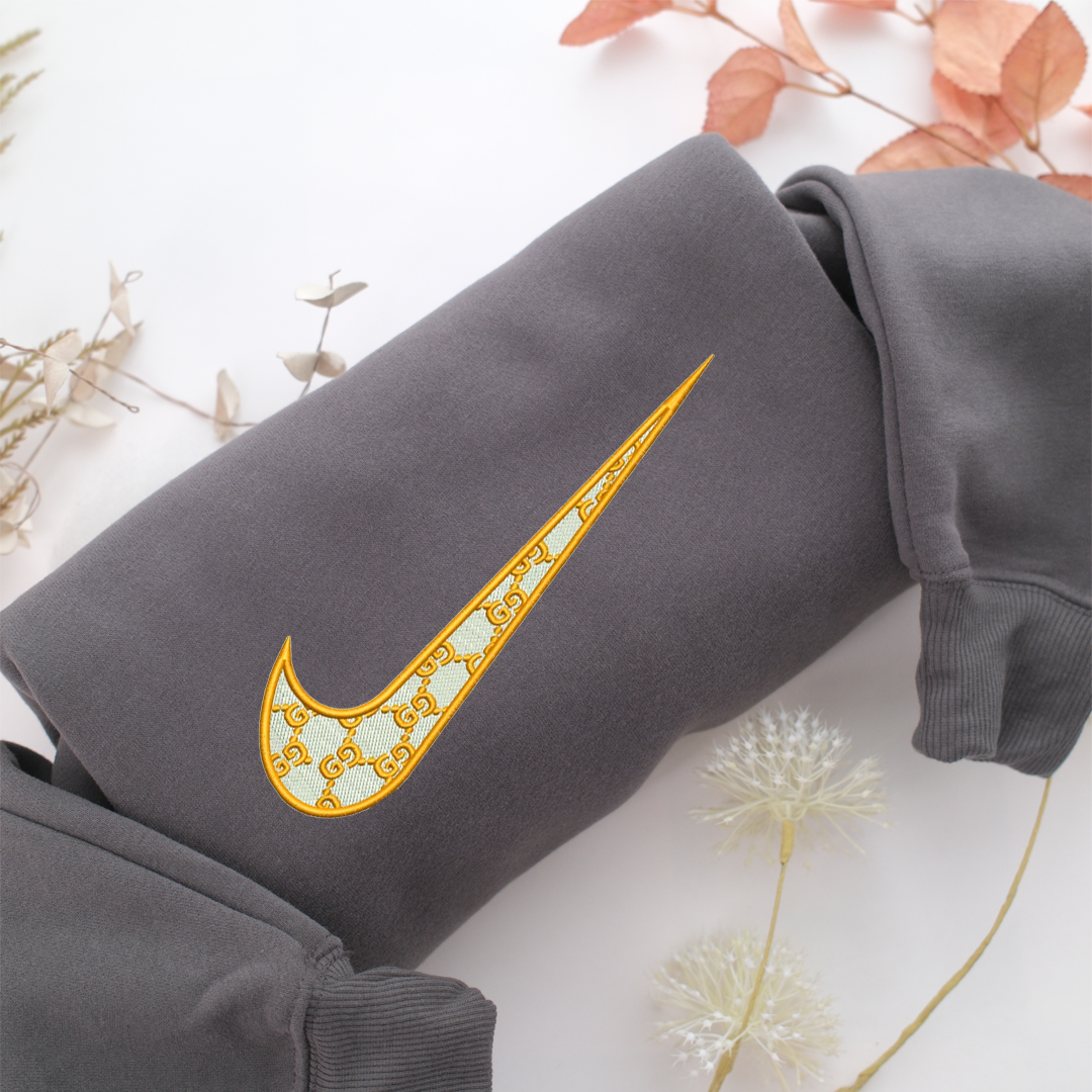 Gucci Swoosh Nike Embroidered Sweatshirt, Nike Movie Inspired, Valentine's Day Gifts Idea For Him Her
